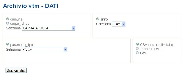 Banca dati VTM – Acque destinate alla vita dei molluschi in Toscana