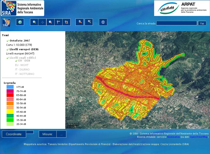 Mappa del rumore stradale – Prato