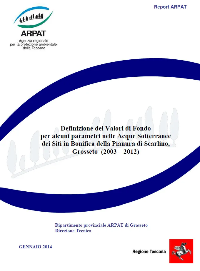 Definizione dei valori di fondo per alcuni parametri nelle acque sotterranee dei siti in bonifica della pianura di Scarlino