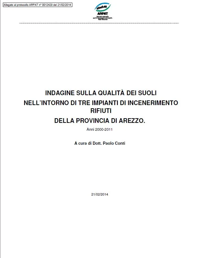 Indagine sulla qualità dei suoli nell’intorno di tre impianti di incenerimento rifiuti della provincia di Arezzo