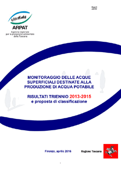 Monitoraggio delle acque superficiali destinate alla produzione di acqua potabile 2013-2015