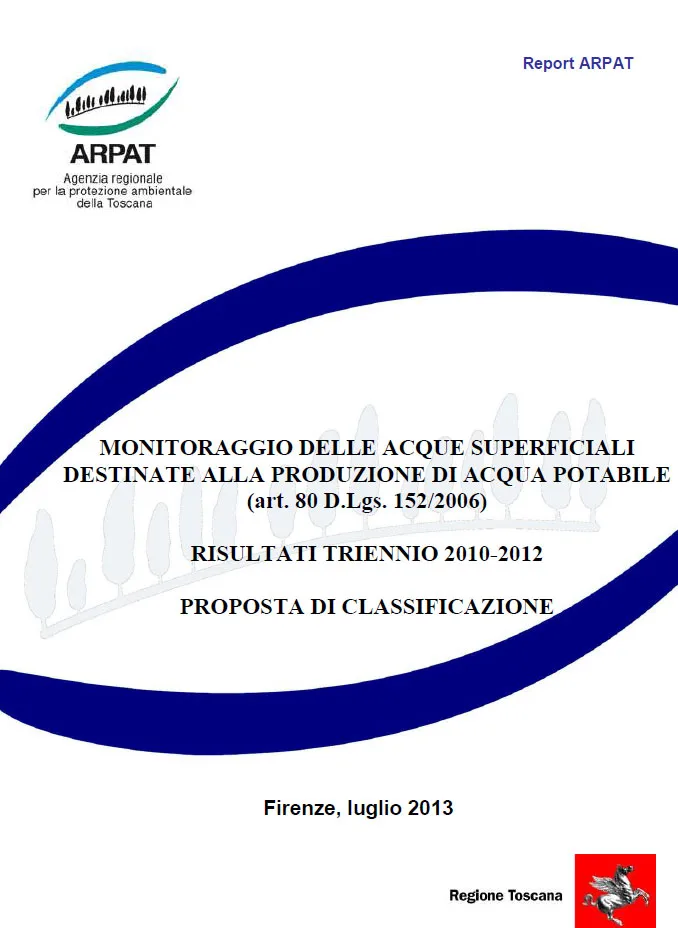Monitoraggio delle acque superficiali destinate alla produzione di acqua potabile 2010-2012