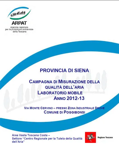 Campagna di misurazione della qualità dell’aria con laboratorio mobile a Poggibonsi (SI) – Anni 2012/2013