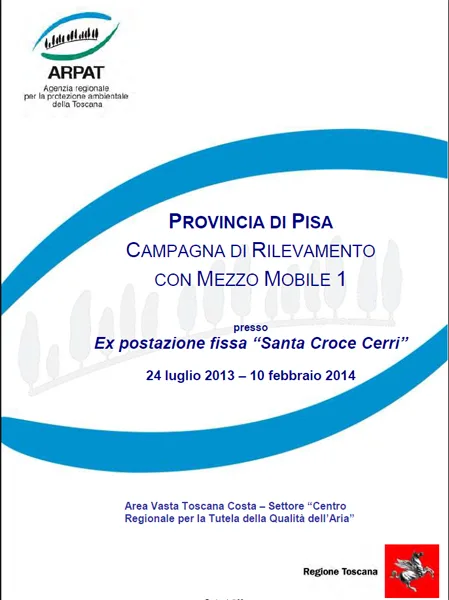 Campagna di rilevamento con mezzo mobile Santa Croce sull’Arno (PI) – Anni 2013-2014