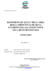 Rapporto qualità dell’aria della provincia di Siena – stazioni locali aggiuntive alla rete regionale-2012