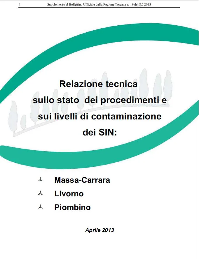 Relazione tecnica sullo stato dei procedimenti e sui livelli di contaminazione dei SIN