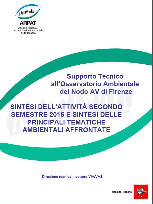 Nodo Alta Velocità di Firenze: attività di supporto tecnico all’Osservatorio Ambientale – secondo semestre 2015