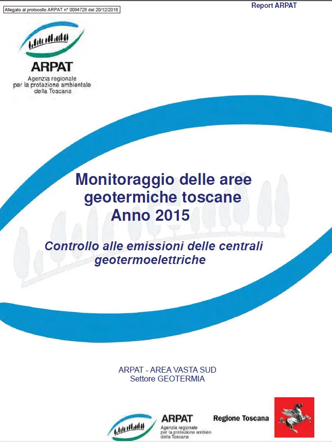 Monitoraggio delle aree geotermiche toscane – Anno 2015