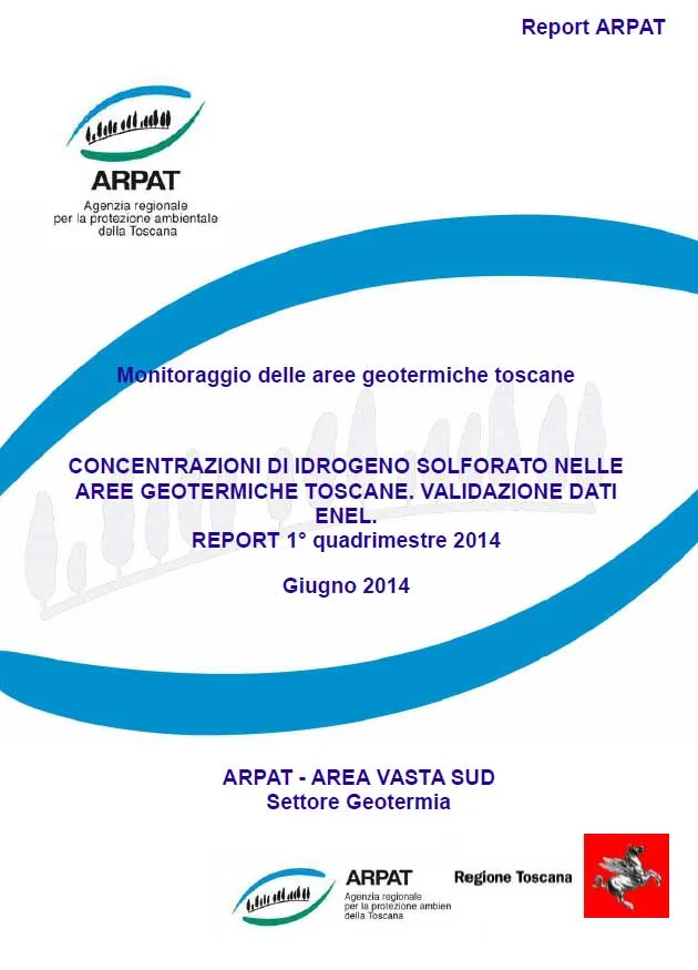 Concentrazione H2S nelle aree geotermiche: validazione dati ENEL primo quadrimestre 2014