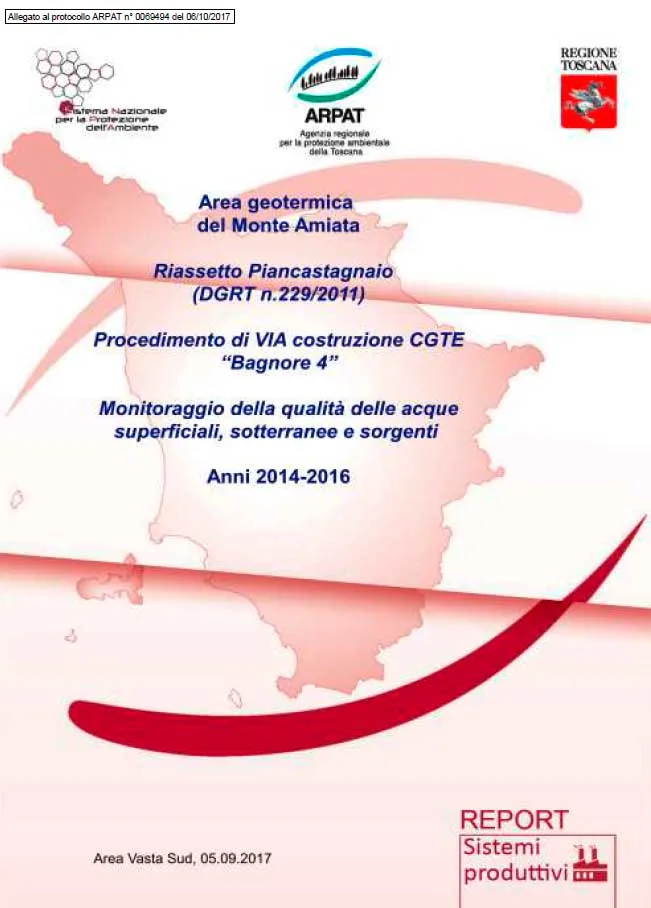 Geotermia: monitoraggio delle acque nell’area del Monte Amiata (2014 – 2016)