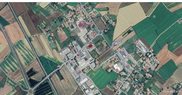 mappa ricadute fumi incendio - MB Cortona