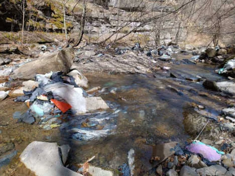 Stazione di campionamento macrobenthos a valle della frana