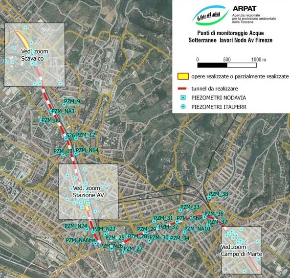 mappa generale dei punti di monitoraggio delle acque sotterranee